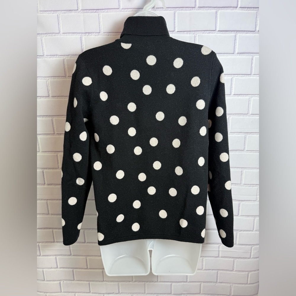 Ann Taylor Black & White Polka Dot Turtleneck Sweater Sz L Soft Knit Classic - Picture 7 of 12